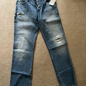 Zara Women's Distressed Light Blue Flare Jeans